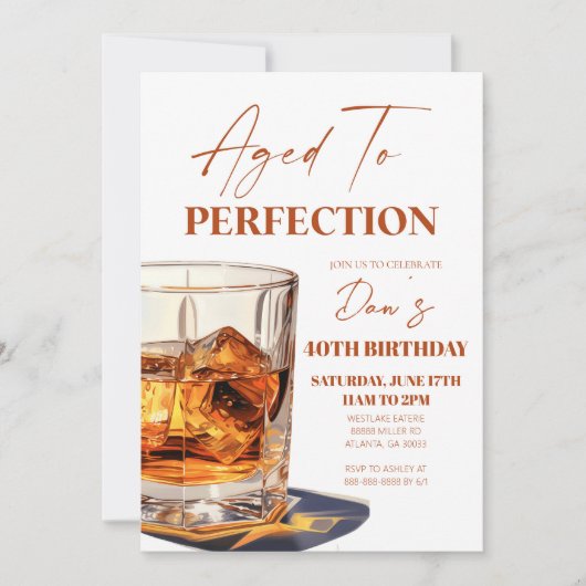 Invitation Vieilli À Perfection Whisky Glass fête d'anniversa (Devant)