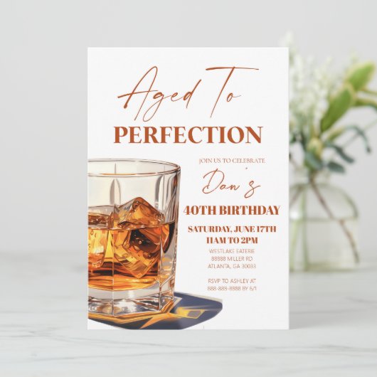 Invitation Vieilli À Perfection Whisky Glass fête d'anniversa (Debout devant)