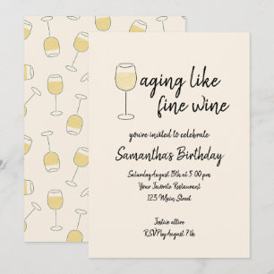Invitation Vieillir Comme Vin Fin Vin Blanc Verre Anniversair