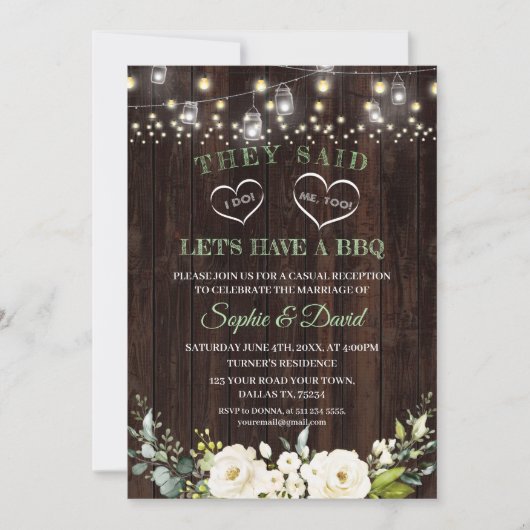 Invitation Vielle grange Florale Blanche Après J'AI FAIT BBQ  (Devant)