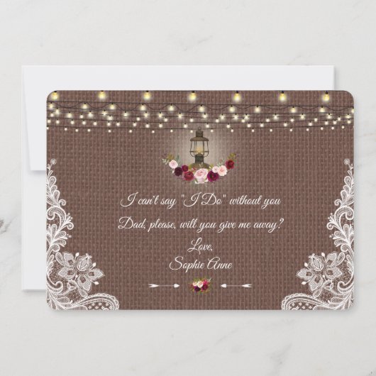 Invitation Vielle Lanterne Florale Rustique Me Donnerez-Vous (Dos)