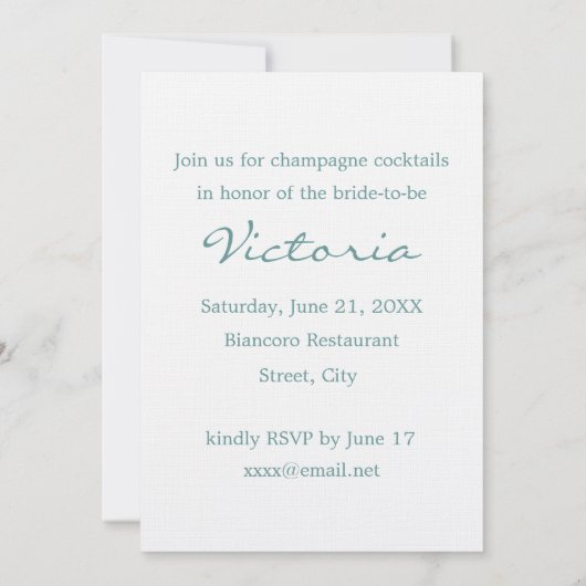 Invitation Viens trinquer la mariée (Dos)