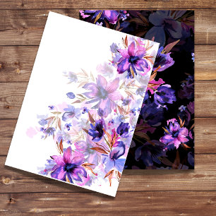 Invitation vierge aquarelle fleur rose violet