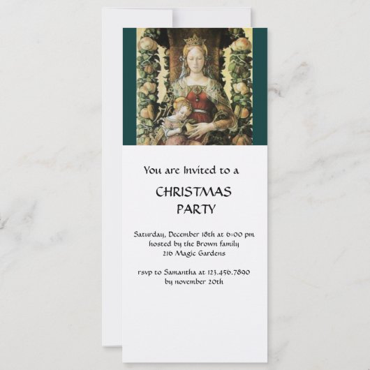 Invitation VIERGE AVEC ENFANT Blanc Vert (Dos)