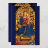 Invitation VIERGE AVEC ENFANT ET ANGELS, Or Bleu (Devant / Derrière)