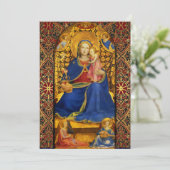 Invitation VIERGE AVEC ENFANT ET ANGES Fête de Noël Bleu (Debout devant)