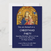 Invitation VIERGE AVEC ENFANT ET ANGES Fête de Noël Bleu (Dos)