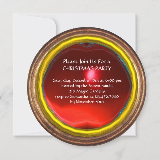 Invitation VIERGE AVEC ENFANT Noël Party Rouge Ruby (Dos)