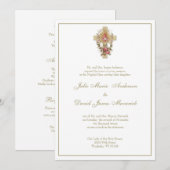 Invitation Vierge catholique Marie Croix Mariage floral (Devant / Derrière)