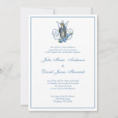 Invitation Vierge catholique Marie Mariage floral bleu (Devant)