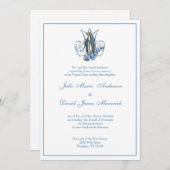 Invitation Vierge catholique Marie Mariage floral bleu (Devant / Derrière)