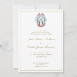Invitation Vierge catholique Marie Rose Roses Mariage