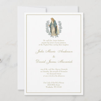 Invitation Vierge catholique Mary Laurel Mariage
