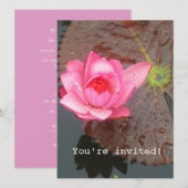 invitation vierge de fleur de nénuphar rose (Devant / Derrière)