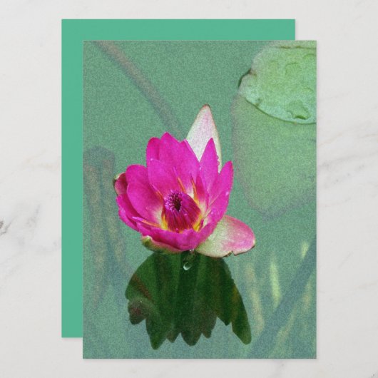 invitation vierge de fleur de nénuphar rose (Devant / Derrière)