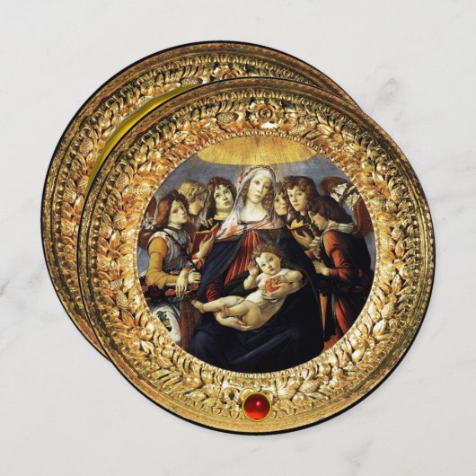 Invitation Vierge de la grenade Noël Rouge Ruby Gem (Devant / Derrière)