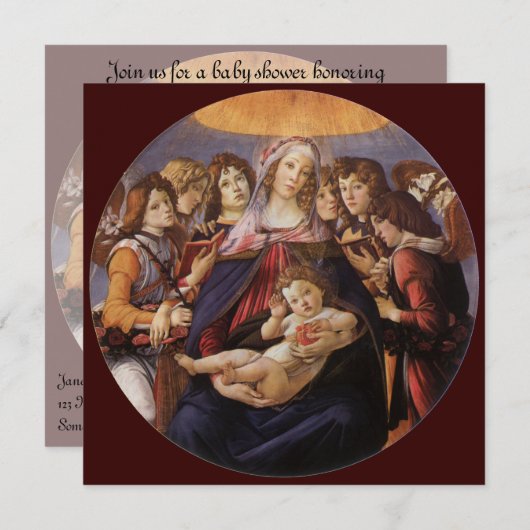 Invitation Vierge et enfant aux anges par Sandro Botticelli (Devant / Derrière)
