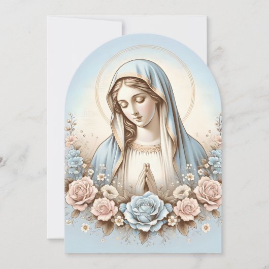Invitation Vierge Marie - Couleurs pastel (Devant)