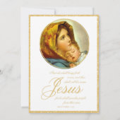 Invitation Vierge Marie & Jésus Fête religieuse de Noël (Dos)