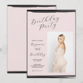 Invitation Vierge rose et noir photo tendance Anniversaire mo (Devant / Derrière)