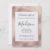 Invitation Vierge rose rose or glam chic Anniversaire (Devant)