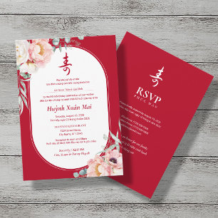 Invitation Vietnamien (Thiệp Mừng Thọ) Anniversaire de Longév