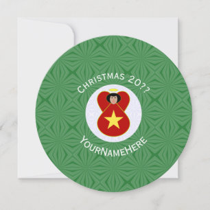 Invitation Vietnamienne Ange Noël Personnaliser Rond 