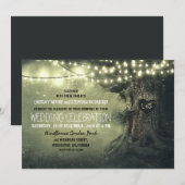 Invitation vieux arbre sculpté lumières scintillantes mariage (Devant / Derrière)