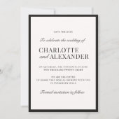 Invitation Vieux argent, blanc cassé, encadré enregistrer la (Devant)