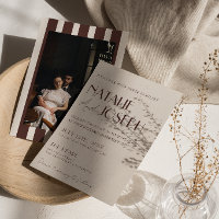 Vieux Argent Chocolat Brun Rayures Photo Mariage