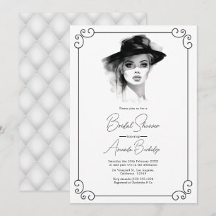 Invitation Vieux argent Esthétique Fête des mariées noir et b