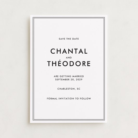 Invitation Vieux argent | Luxe Tranquille | Noir et blanc cas