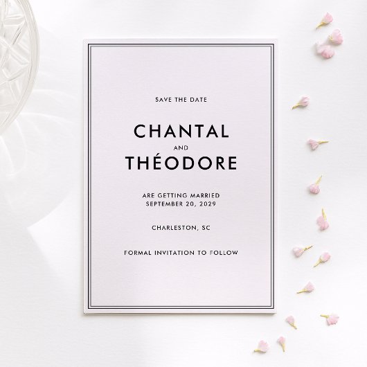 Invitation Vieux argent | Luxe Tranquille | Noir et blanc cas