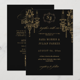 Invitation Vieux Argent Mariage Tout En Un Monogramme Vintage