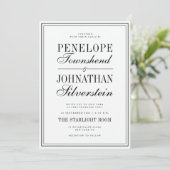 Invitation Vieux Argent Noms de Mariage Blanc Serif Script (Debout devant)