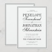Invitation Vieux Argent Noms de Mariage Blanc Serif Script (Devant / Derrière)