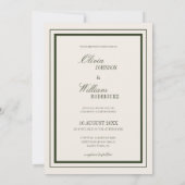 Invitation Vieux Argent Olive Vert Élégant Monogramme Mariage (Dos)
