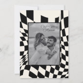 Invitation Vieux argent Retro Noir et blanc à damiers mariage (Dos)