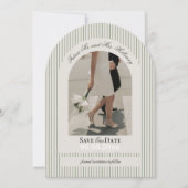 Invitation Vieux argent Script Grille verte Photo Enregistrer (Devant)