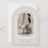 Invitation Vieux argent Script Mauve Stripe Photo Enregistrer (Devant)