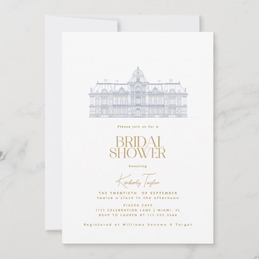 Invitation Vieux argent Villa européenne Fête des mariées (Devant)