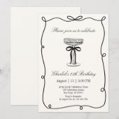 Invitation Vieux argent, Whimsical Main dessiné anniversaire (Devant / Derrière)