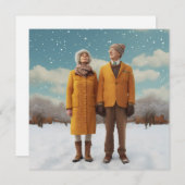 Invitation Vieux Couple Dans La Neige (Devant / Derrière)