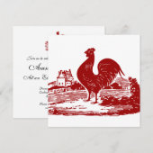 Invitation Vieux cru de ferme de coq rouge (Devant / Derrière)