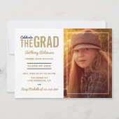 Invitation Vieux Gold et White Graduation Party (Devant)