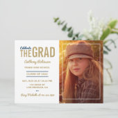 Invitation Vieux Gold et White Graduation Party (Debout devant)