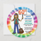 Invitation Vieux Hippie Hippy Tie Dye 60e fête d'anniversaire (Devant)