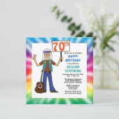 Invitation Vieux Hippie Hippy Tie Dye 70e anniversaire fête I (Debout devant)