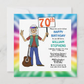 Invitation Vieux Hippie Hippy Tie Dye 70e anniversaire fête I (Devant)