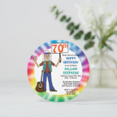 Invitation Vieux Hippie Hippy Tie Dye 70e fête d'anniversaire (Debout devant)